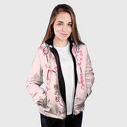 Куртка с капюшоном женская Ветка Нежной Сакуры, цвет: 3D-черный — фото 2