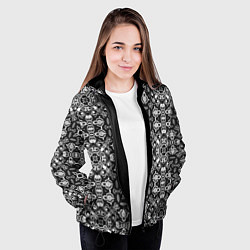 Куртка с капюшоном женская Black and white ethnic oriental ornament, цвет: 3D-черный — фото 2