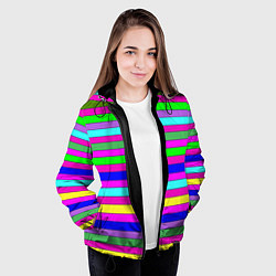 Куртка с капюшоном женская Multicolored neon bright stripes, цвет: 3D-черный — фото 2