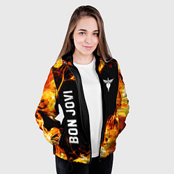 Куртка с капюшоном женская Bon Jovi и Пылающий Огонь, цвет: 3D-черный — фото 2