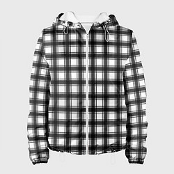 Куртка с капюшоном женская Black and white trendy checkered pattern, цвет: 3D-белый