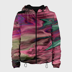 Женская куртка Абстрактный размытый узор в розово-зеленых цветах
