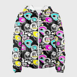 Куртка с капюшоном женская Sport and fitness dark background, цвет: 3D-белый