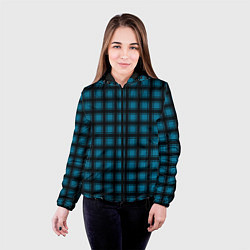 Куртка с капюшоном женская Black and blue plaid, цвет: 3D-черный — фото 2