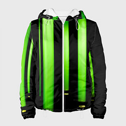 Куртка с капюшоном женская Абстрактные неоновые колбы с кислотой - Зелёный, цвет: 3D-белый