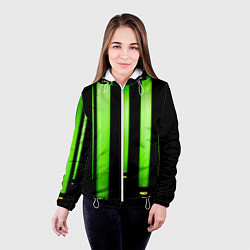 Куртка с капюшоном женская Абстрактные неоновые колбы с кислотой - Зелёный, цвет: 3D-белый — фото 2