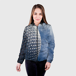 Куртка с капюшоном женская Абстрактная металлическая планета - Серый, цвет: 3D-черный — фото 2