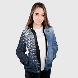 Куртка с капюшоном женская Абстрактная металлическая планета - Серый, цвет: 3D-черный — фото 2
