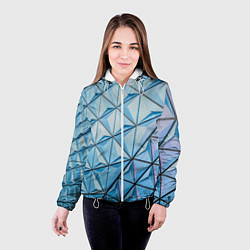 Куртка с капюшоном женская Абстрактная киберпанк броня - Голубой, цвет: 3D-белый — фото 2