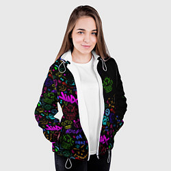 Куртка с капюшоном женская League Of Legends неон - Arcane logo, цвет: 3D-белый — фото 2