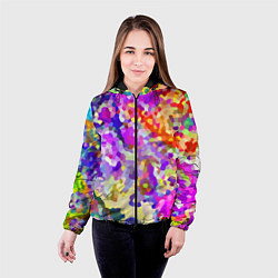 Куртка с капюшоном женская Летняя мозаика, цвет: 3D-черный — фото 2