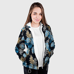 Куртка с капюшоном женская Свет неоновых листьев, цвет: 3D-белый — фото 2