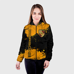 Куртка с капюшоном женская PORSCHE - ОРАНЖЕВЫЕ БРЫЗГИ, цвет: 3D-черный — фото 2