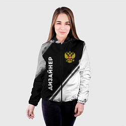 Куртка с капюшоном женская Дизайнер из России и Герб Российской Федерации, цвет: 3D-черный — фото 2
