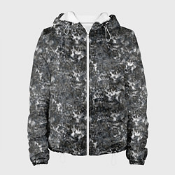 Куртка с капюшоном женская Темно серый графитовый с текстурой камня, цвет: 3D-белый