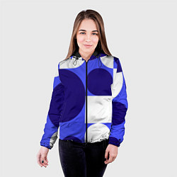 Куртка с капюшоном женская Абстрактный набор геометрических фигур - Синий фон, цвет: 3D-черный — фото 2