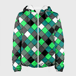 Женская куртка Геометрический узор в зеленых и черный тонах