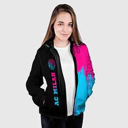 Куртка с капюшоном женская AC Milan - neon gradient: по-вертикали, цвет: 3D-черный — фото 2