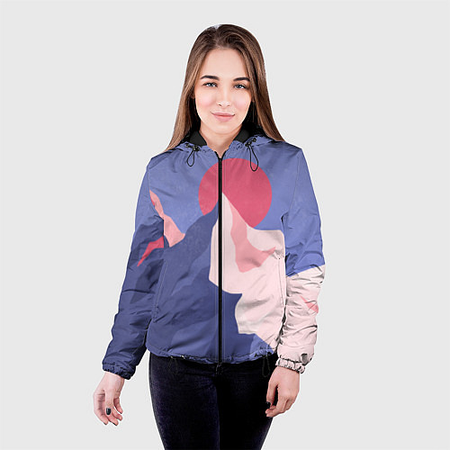 Женская куртка Пейзаж гор и леса в стиле ретро / 3D-Черный – фото 4