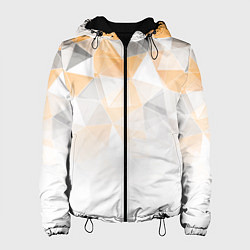 Куртка с капюшоном женская Однотонный белый и желто-серый геометрический, цвет: 3D-черный
