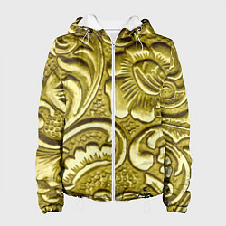 Куртка с капюшоном женская Золотой орнамент - чеканка, цвет: 3D-белый