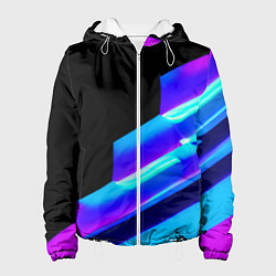 Куртка с капюшоном женская Яркие неоновые линии, цвет: 3D-белый