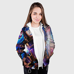 Куртка с капюшоном женская Jinx Arcane коллаж, цвет: 3D-белый — фото 2