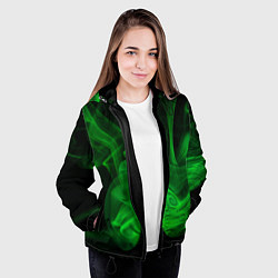Куртка с капюшоном женская Зелёный абстрактный дым, цвет: 3D-черный — фото 2