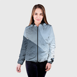 Куртка с капюшоном женская Абстрактная геометрическая серебряная постройка, цвет: 3D-черный — фото 2