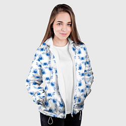 Куртка с капюшоном женская Blue floral pattern, цвет: 3D-белый — фото 2