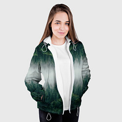 Куртка с капюшоном женская ЗЕРКАЛЬНЫЙ ТУМАННЫЙ ЛЕС, цвет: 3D-белый — фото 2