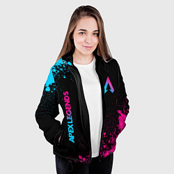 Куртка с капюшоном женская Apex Legends - neon gradient: символ и надпись вер, цвет: 3D-черный — фото 2