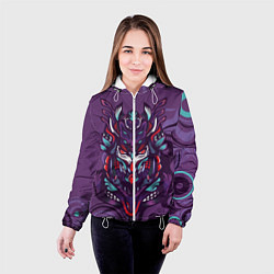 Куртка с капюшоном женская Японский стиль- узорная маска, цвет: 3D-белый — фото 2