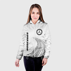 Куртка с капюшоном женская Mercedes speed на светлом фоне со следами шин: сим, цвет: 3D-белый — фото 2