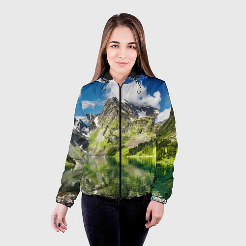 Женская куртка Живописное горное озеро / 3D-Черный – фото 4