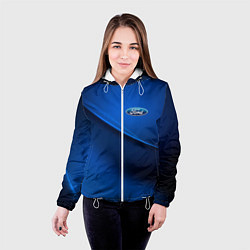 Куртка с капюшоном женская Ford - синяя абстракция, цвет: 3D-белый — фото 2