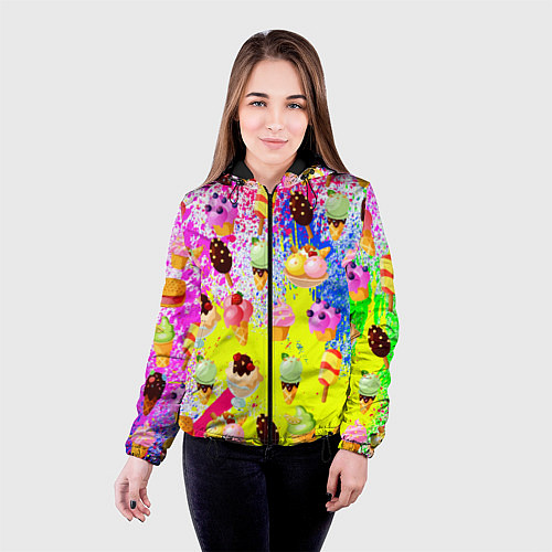 Женская куртка Вкусные Мороженки / 3D-Черный – фото 4