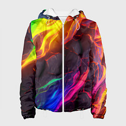 Куртка с капюшоном женская Neon rainbow lava, цвет: 3D-белый