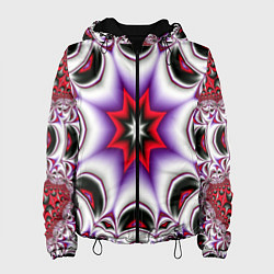 Куртка с капюшоном женская Грубый фрактальный узор, цвет: 3D-черный