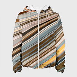 Куртка с капюшоном женская Colored wavy lines, цвет: 3D-белый