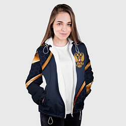 Куртка с капюшоном женская Blue & gold герб России, цвет: 3D-белый — фото 2