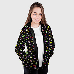 Куртка с капюшоном женская 90s pattern on black, цвет: 3D-черный — фото 2