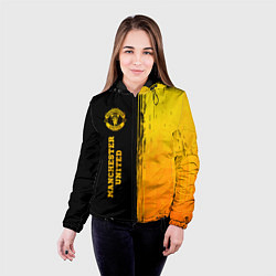 Куртка с капюшоном женская Manchester United - gold gradient: по-вертикали, цвет: 3D-черный — фото 2