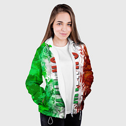 Куртка с капюшоном женская Флаг Италии - кляксы, цвет: 3D-белый — фото 2