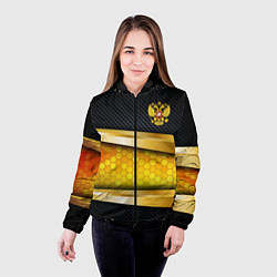 Куртка с капюшоном женская Black & gold - герб России, цвет: 3D-черный — фото 2