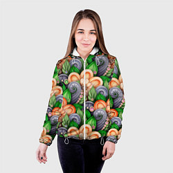 Куртка с капюшоном женская Объемные лепестки цветов и листья, цвет: 3D-белый — фото 2