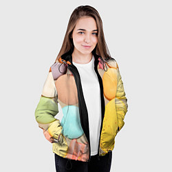 Куртка с капюшоном женская Разноцветные пирожные Макарон, цвет: 3D-черный — фото 2