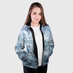 Куртка с капюшоном женская Ледяные горы со снегом, цвет: 3D-черный — фото 2