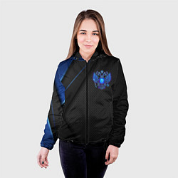 Куртка с капюшоном женская Черно-синий герб России, цвет: 3D-черный — фото 2