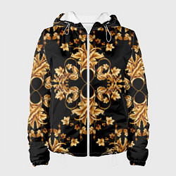 Куртка с капюшоном женская Золотая гжель узор, цвет: 3D-белый